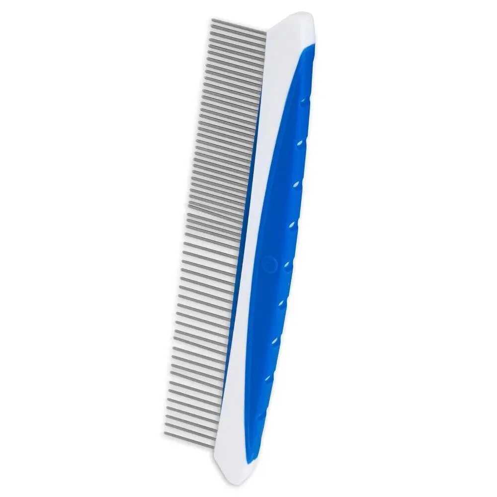 JW Pet Company 8-Inch Gripsoft Rotating Comfort Comb, Dog Fine and Coarse blue